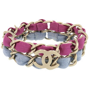 CHANEL Blue Logo Charm Bracelet
